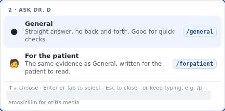 Type /general and stop.