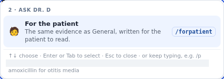 Type /forpatient and stop.
