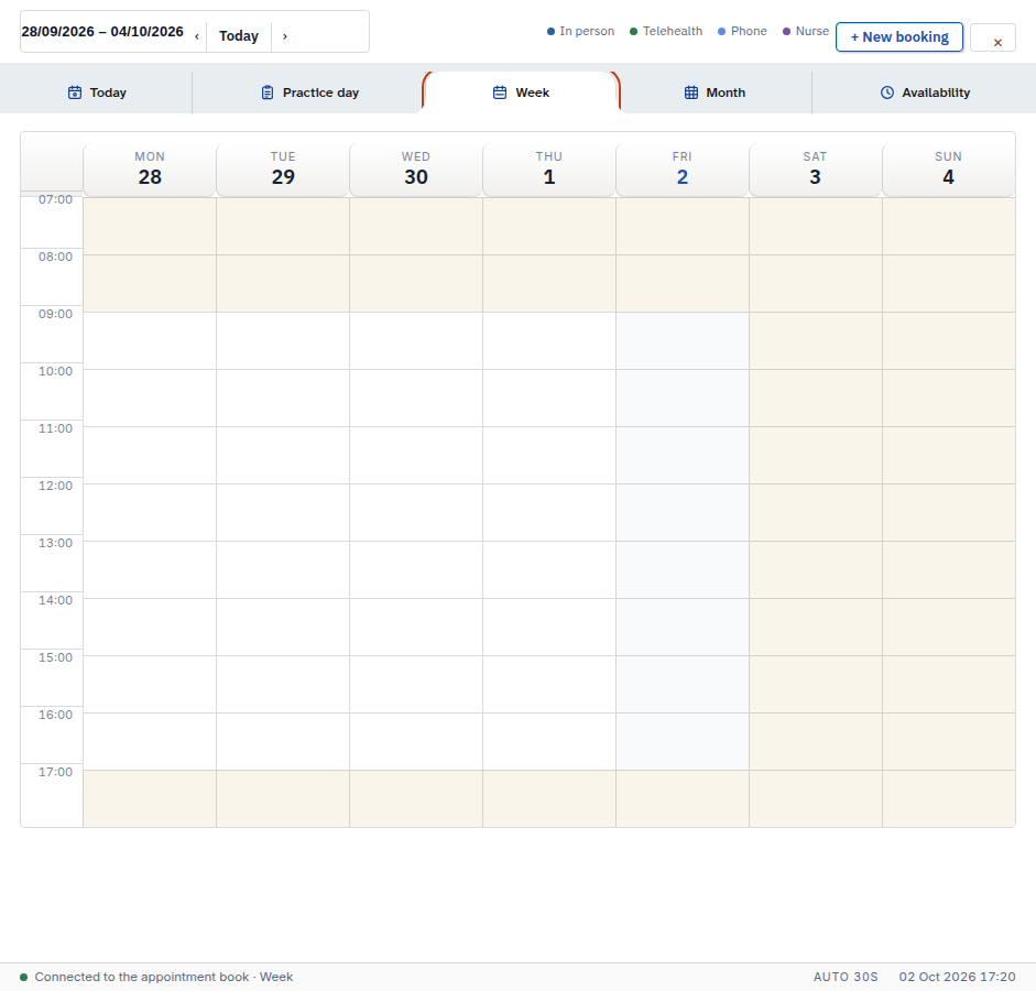 The Week view of the diary