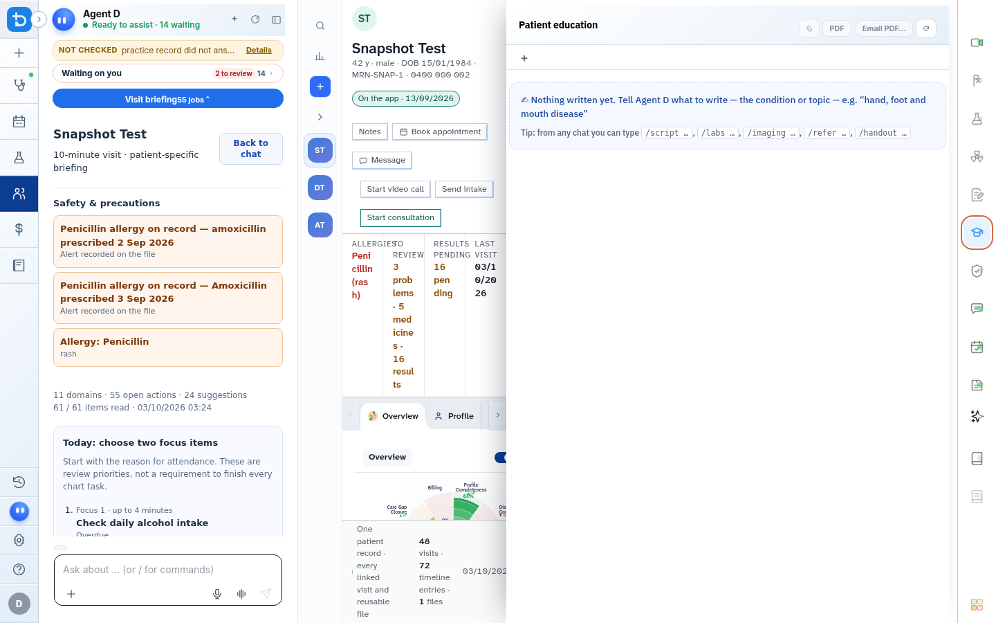 Opening the patient education drawer