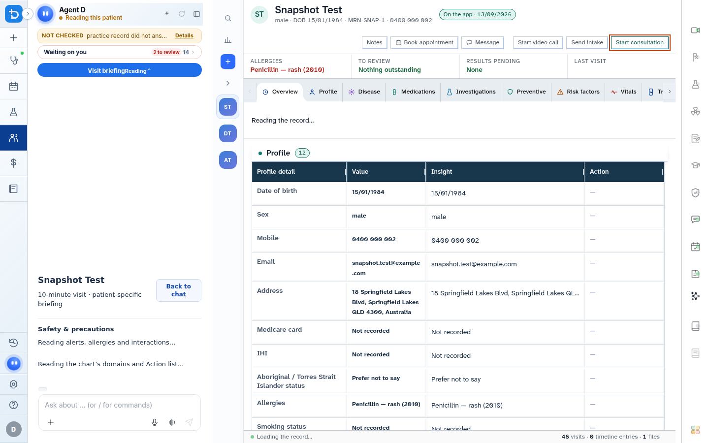 Opening the typed note workspace