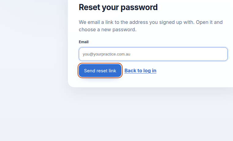 Password reset request form