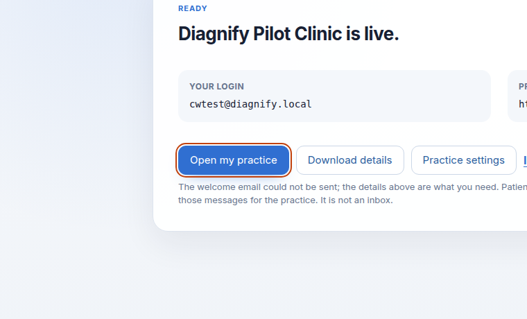 Open my practice ready card