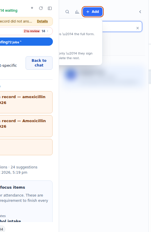 Add patient menu options