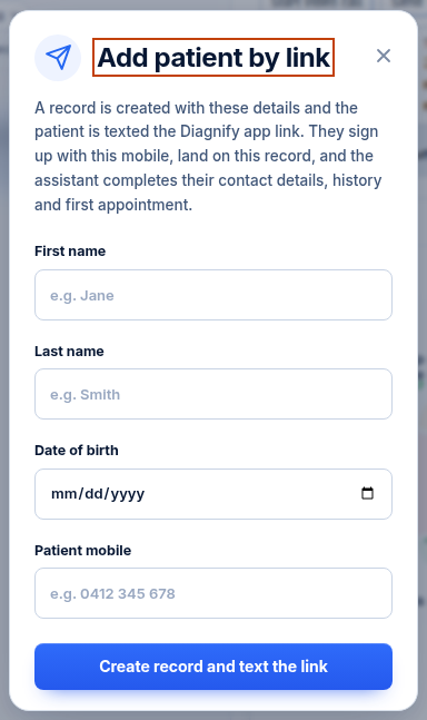 Text sign-up link form