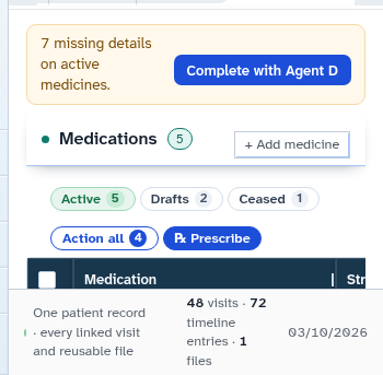 Medications list on mobile