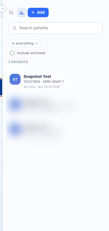 Patient list on mobile