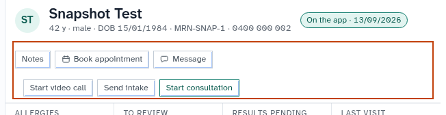 Send intake and patient request links interface
